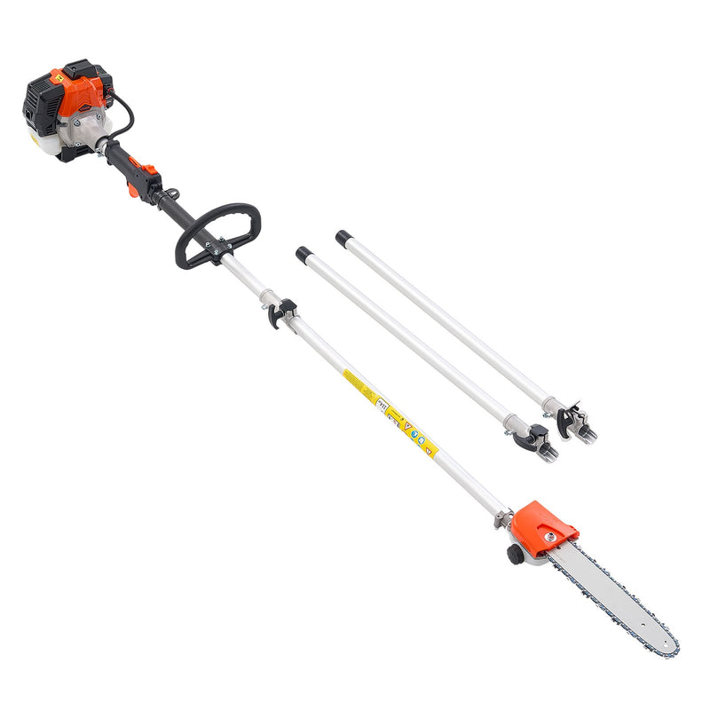 Benzīna teleskopiskais zāģis, 25 cm³ 2-taktu jaudīgs bezvadu zaru zāģis ar 30,5 cm griešanas riepu, 650 ml degvielas tvertni, pagarināms no 2,12 līdz 3,62 m, piemērots koku un zaru apgriešanai