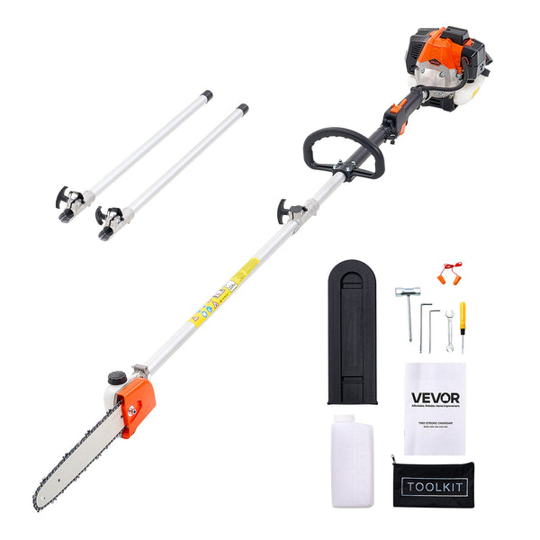 Benzīna teleskopiskais zāģis, 25 cm³ 2-taktu jaudīgs bezvadu zaru zāģis ar 30,5 cm griešanas riepu, 650 ml degvielas tvertni, pagarināms no 2,12 līdz 3,62 m, piemērots koku un zaru apgriešanai