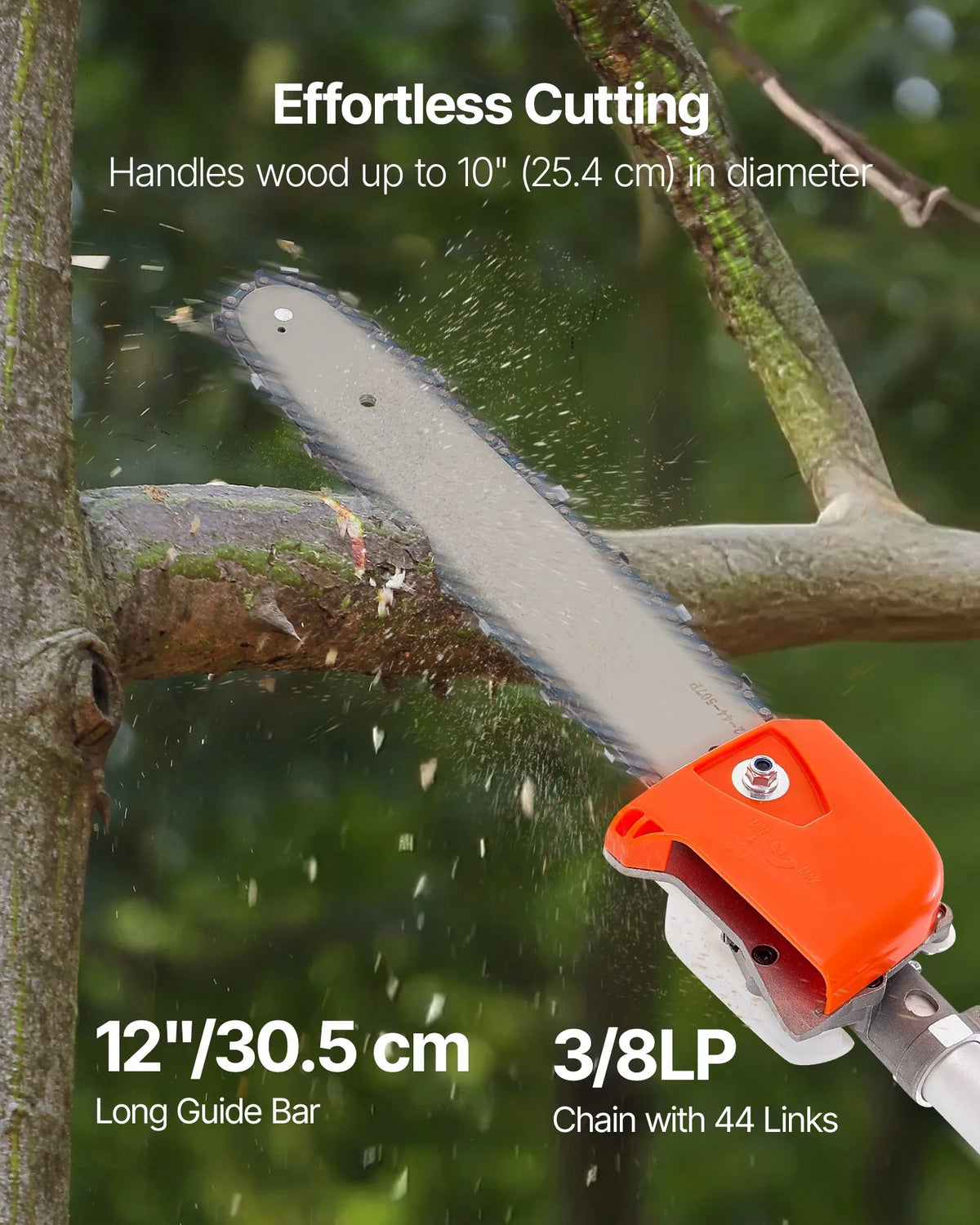 VEVOR petrol telescopic pole saw 25 cm³ with 305 mm bar, 2.12–3.62 m