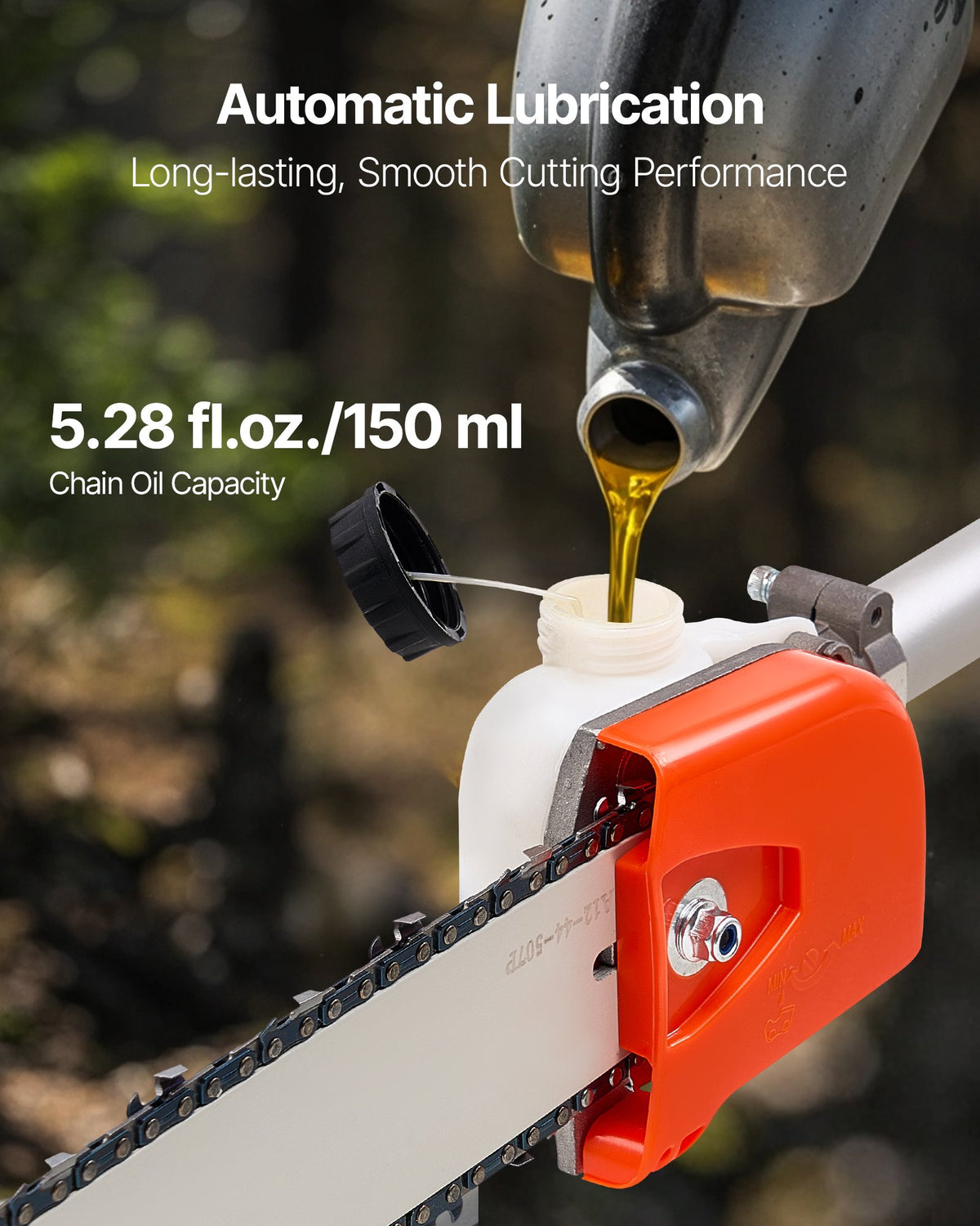 VEVOR petrol telescopic pole saw 25 cm³ with 305 mm bar, 2.12–3.62 m