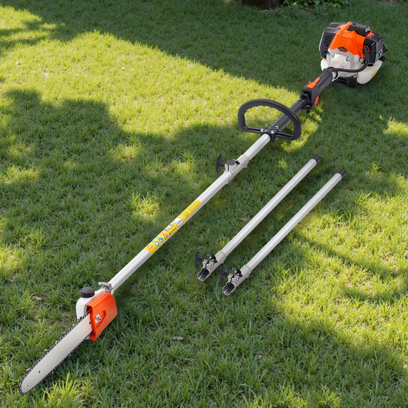 Benzīna teleskopiskais zāģis, 25 cm³ 2-taktu jaudīgs bezvadu zaru zāģis ar 30,5 cm griešanas riepu, 650 ml degvielas tvertni, pagarināms no 2,12 līdz 3,62 m, piemērots koku un zaru apgriešanai