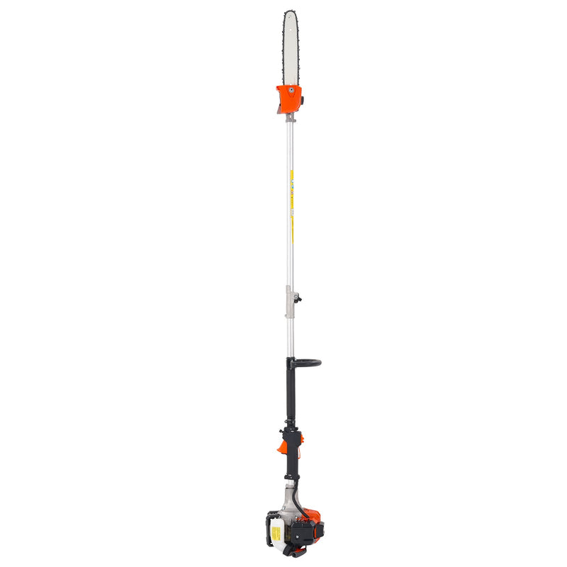 Benzīna teleskopiskais zāģis, 25 cm³ 2-taktu jaudīgs bezvadu zaru zāģis ar 30,5 cm griešanas riepu, 650 ml degvielas tvertni, pagarināms no 2,12 līdz 3,62 m, piemērots koku un zaru apgriešanai