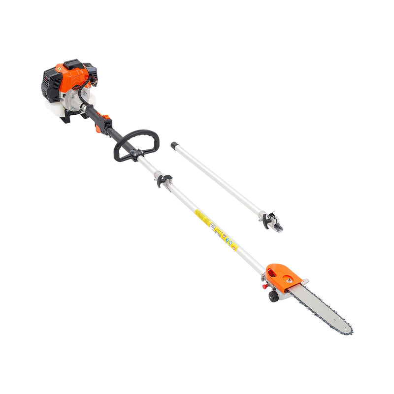 Benzīna teleskopiskais zāģis, 43 cm³ 2-taktu jaudīgs bezvadu zaru zāģis ar 30,48 cm griešanas riepu un rotējamu galvu, pagarināms no 2,16 līdz 3,66 m, piemērots koku un zaru apgriešanai