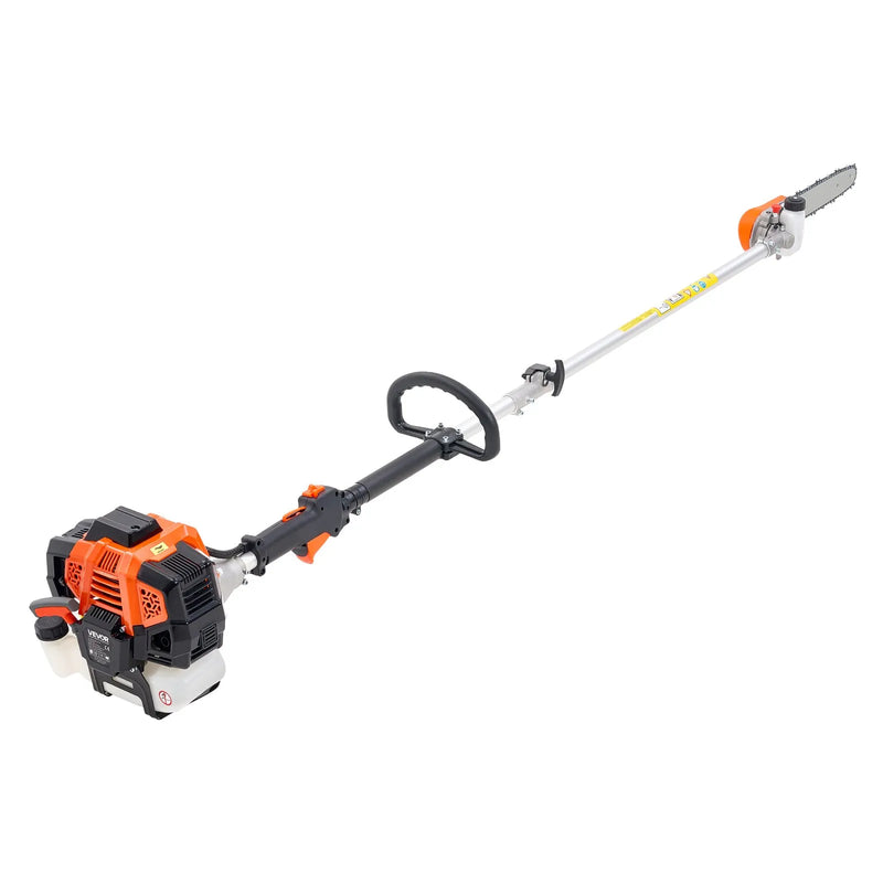 Benzīna teleskopiskais zāģis, 43 cm³ 2-taktu jaudīgs bezvadu zaru zāģis ar 30,48 cm griešanas riepu un rotējamu galvu, pagarināms no 2,16 līdz 3,66 m, piemērots koku un zaru apgriešanai