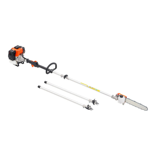 Benzīna teleskopiskais zāģis, 43 cm³ 2-taktu jaudīgs bezvadu zaru zāģis ar 30,48 cm griešanas riepu un rotējamu galvu, pagarināms no 2,16 līdz 3,66 m, piemērots koku un zaru apgriešanai