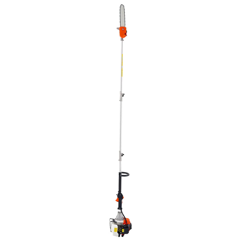 Benzīna teleskopiskais zāģis, 43 cm³ 2-taktu jaudīgs bezvadu zaru zāģis ar 30,48 cm griešanas riepu un rotējamu galvu, pagarināms no 2,16 līdz 3,66 m, piemērots koku un zaru apgriešanai