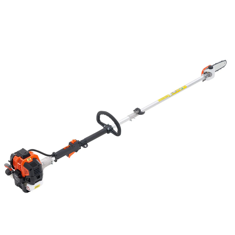 Benzīna teleskopiskais motorzāģis 25 cm³, 2-taktu, ar 20,3 cm griešanas asmeni un 650 ml degvielas tvertni, garums 2–2,74 m, koku un zaru apgriešanai