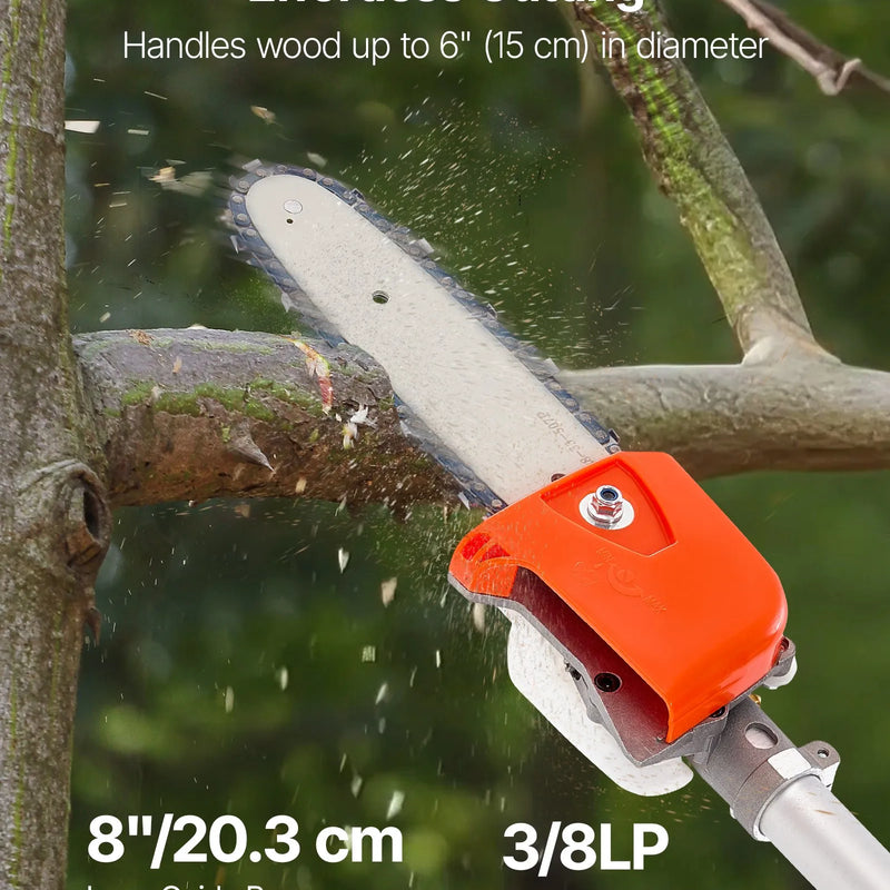 Benzīna teleskopiskais motorzāģis 25 cm³, 2-taktu, ar 20,3 cm griešanas asmeni un 650 ml degvielas tvertni, garums 2–2,74 m, koku un zaru apgriešanai