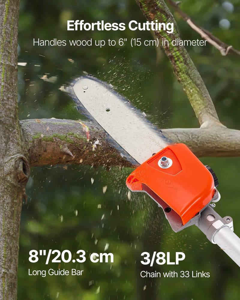 Benzīna teleskopiskais zāģis, 33 cm³ 2-taktu bezvadu motorzāģis ar 20,3 cm griešanas asmeni, 850 ml degvielas tvertni, pagarināms no 2 līdz 3,5 m, jaudīgs zāģis koku zaru apgriešanai un kopšanai