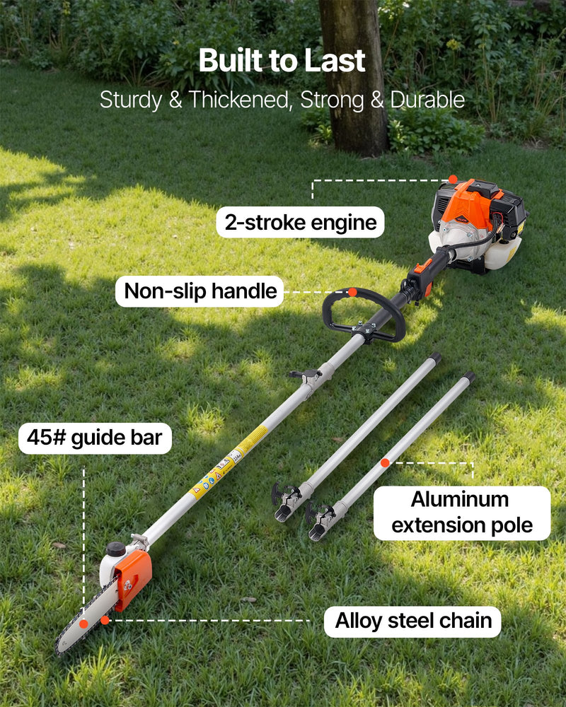 Benzīna teleskopiskais zāģis, 33 cm³ 2-taktu bezvadu motorzāģis ar 20,3 cm griešanas asmeni, 850 ml degvielas tvertni, pagarināms no 2 līdz 3,5 m, jaudīgs zāģis koku zaru apgriešanai un kopšanai