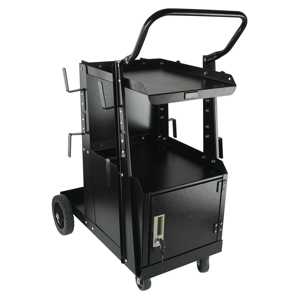 VEVOR Welding Trolley 2-Tier, 120 kg, with Lockable Cabinet and Cylinder Chains