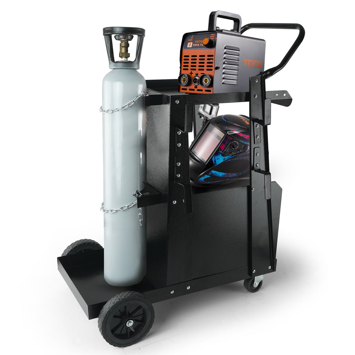 VEVOR Welding Trolley 2-Tier, 120 kg, with Lockable Cabinet and Cylinder Chains