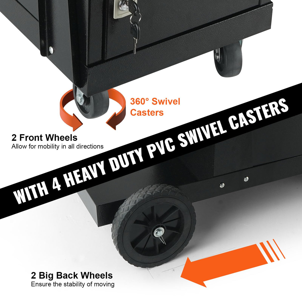 VEVOR Welding Trolley 2-Tier, 120 kg, with Lockable Cabinet and Cylinder Chains