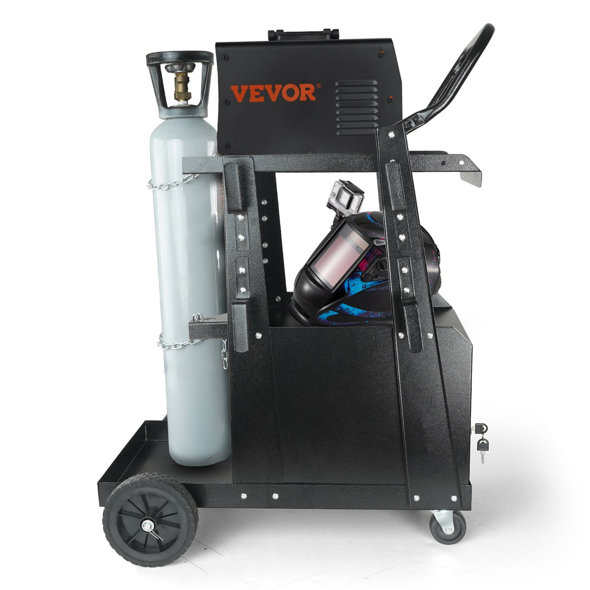 VEVOR Welding Trolley 2-Tier, 120 kg, with Lockable Cabinet and Cylinder Chains