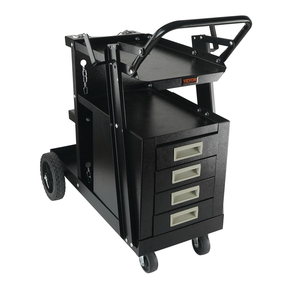 VEVOR Welding Cart 2-Tier with 4 Drawers, 120 kg Capacity, with Cylinder Chains
