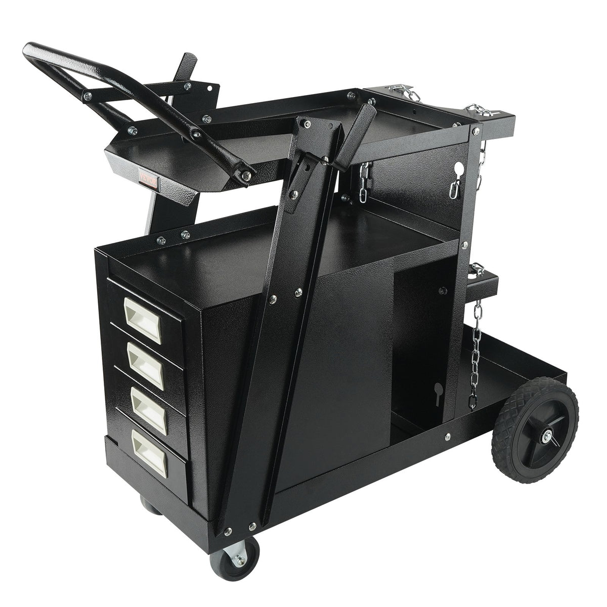 VEVOR Welding Cart 2-Tier with 4 Drawers, 120 kg Capacity, with Cylinder Chains