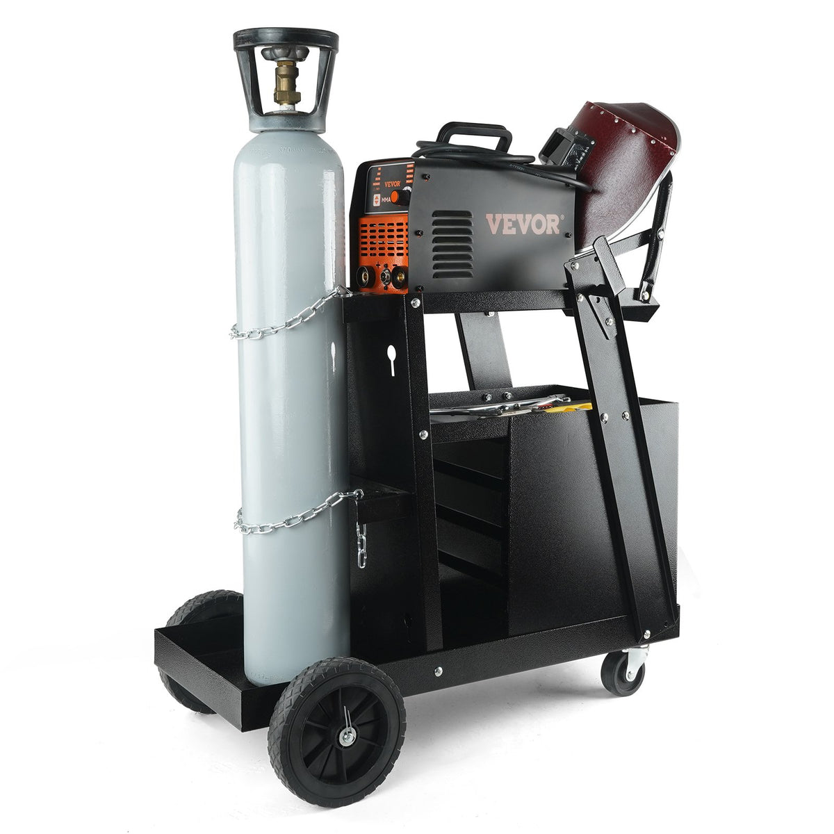 VEVOR Welding Cart 2-Tier with 4 Drawers, 120 kg Capacity, with Cylinder Chains