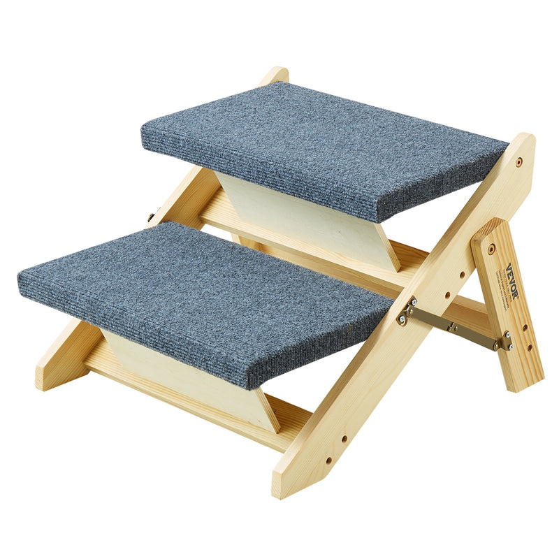 VEVOR 2-в-1 salokāmās koka suņu kāpnes/pakāpieni ar 2 pakāpieniem līdz 50 kg