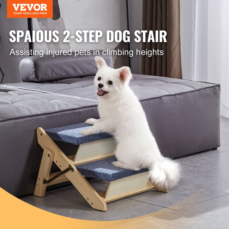 VEVOR 2-в-1 salokāmās koka suņu kāpnes/pakāpieni ar 2 pakāpieniem līdz 50 kg