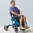 VEVOR 2 - vienā rollators un transportēšanas krēsls senioriem ar salokāmu konstrukciju, kāju balstiem, regulējamu rokturi, vieglu alumīnija rāmi, visurgājēja riteņiem, līdz 136 kg slodzei - ZEMLETES.LV