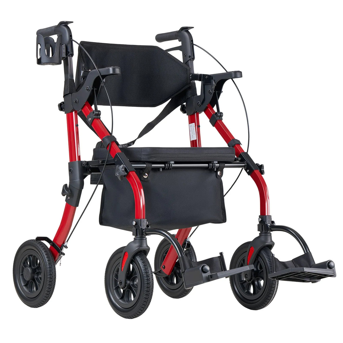 VEVOR 2 vienā rollators un transporta krēsls senioriem, salokāms alumīnija staigāšanas palīglīdzeklis ar PU riteņiem, krūzes un spieķa turētāju, kravnesība 136 kg - ZEMLETES.LV