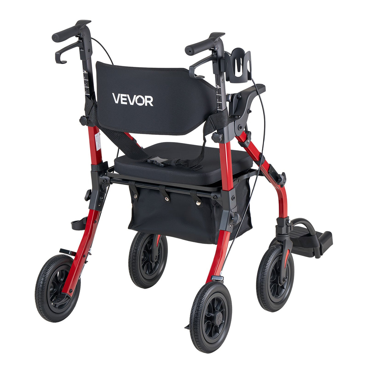 VEVOR 2 vienā rollators un transporta krēsls senioriem, salokāms alumīnija staigāšanas palīglīdzeklis ar PU riteņiem, krūzes un spieķa turētāju, kravnesība 136 kg - ZEMLETES.LV