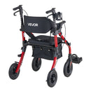 VEVOR 2 vienā rollators un transporta krēsls senioriem, salokāms alumīnija staigāšanas palīglīdzeklis ar PU riteņiem, krūzes un spieķa turētāju, kravnesība 136 kg - ZEMLETES.LV