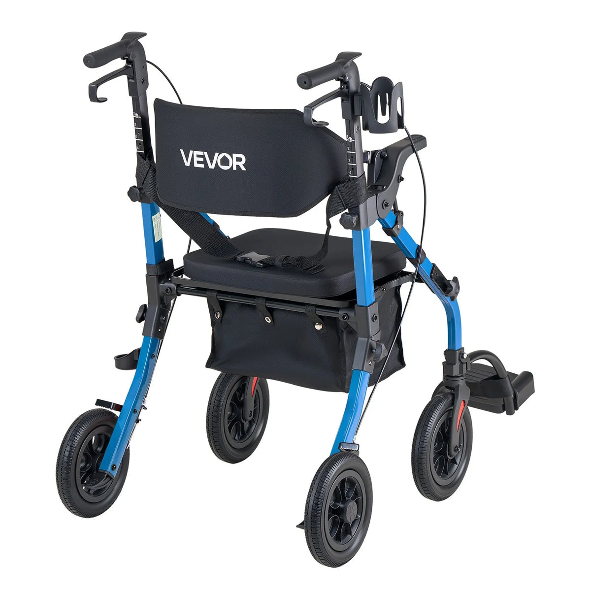 VEVOR 2 vienā rollators un transporta krēsls senioriem, salokāms alumīnija staigāšanas palīglīdzeklis ar PU riteņiem, krūzes un spieķa turētāju, kravnesība 136 kg - ZEMLETES.LV