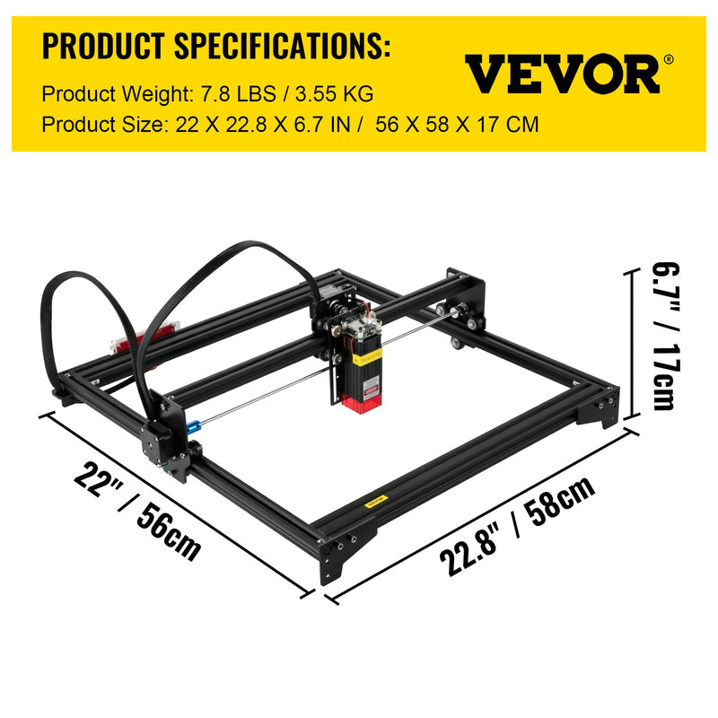 VEVOR Galda Lāzera Gravētājs 410mm x 400mm, Liels Gravēšanas Laukums, 5.5W Lāzera Jauda