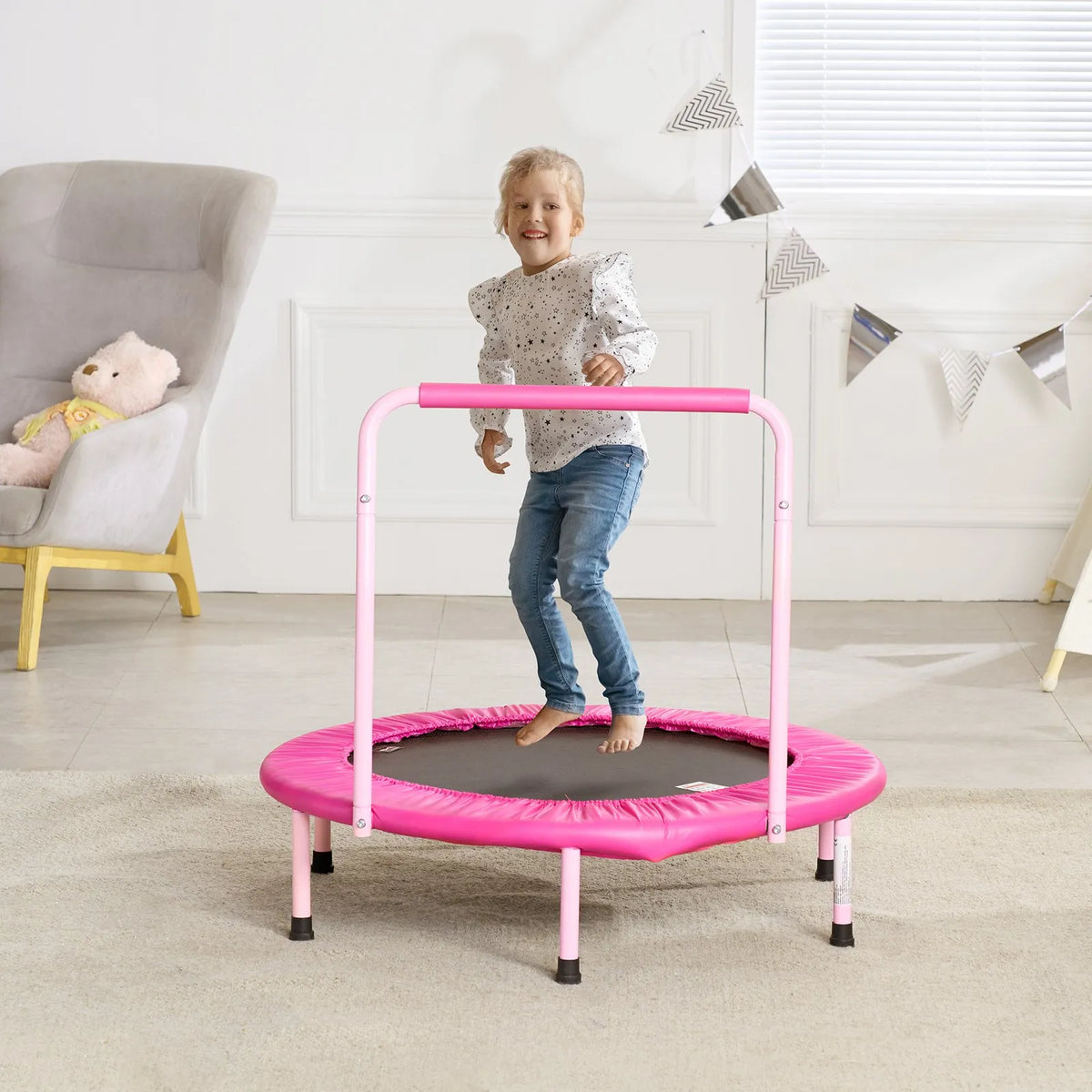 VEVOR salokāms bērnu mini batuts ar rokturi, 91 cm, vienam lēcējam