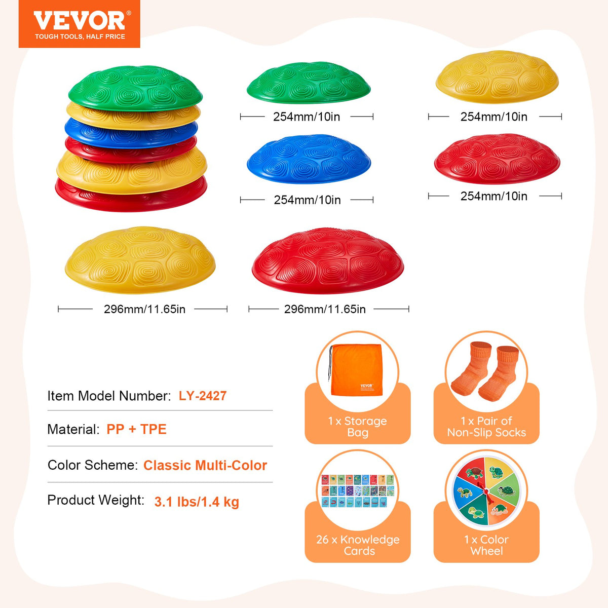 VEVOR children's balance stepping stones for obstacle course, 6 pcs