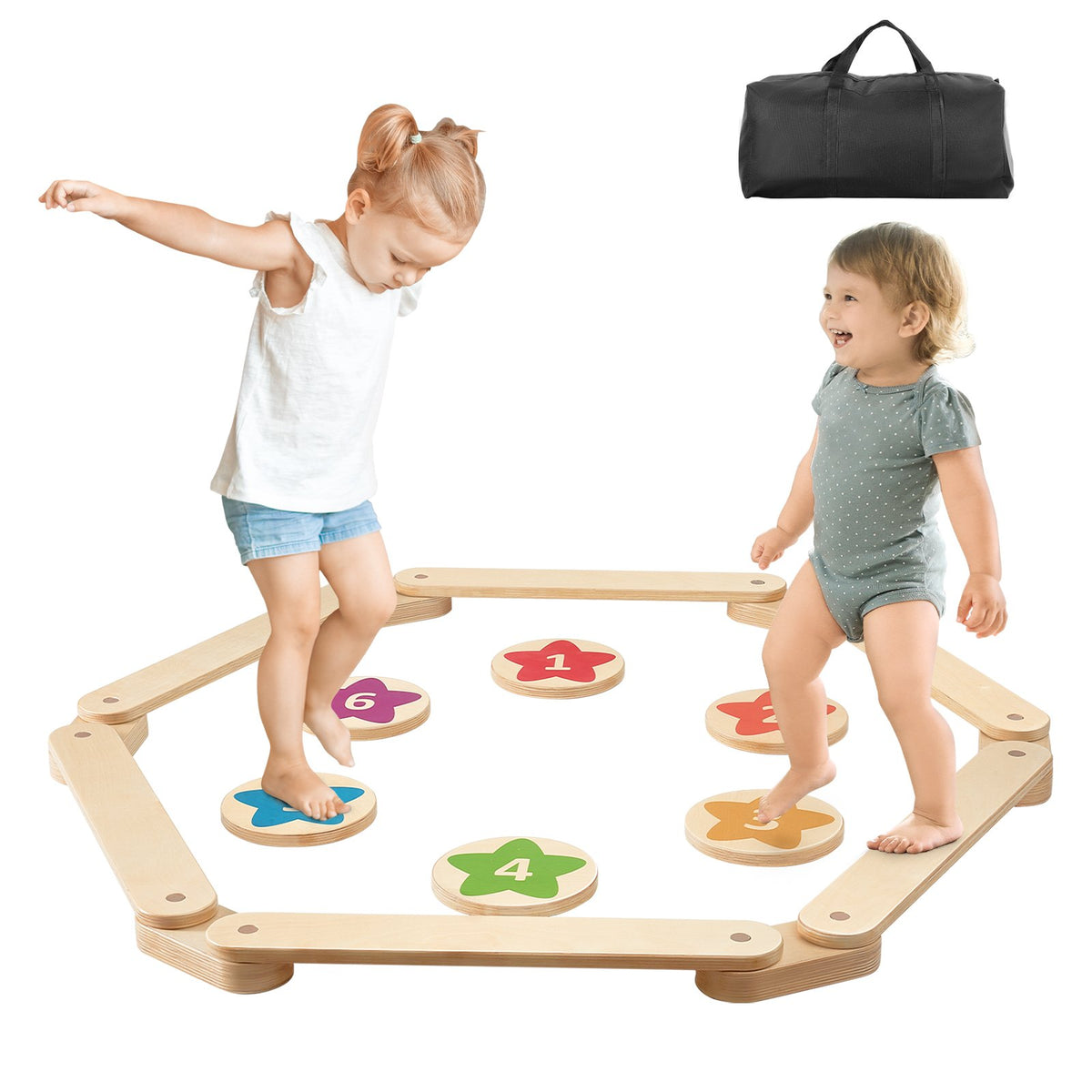 VEVOR Montessori laste tasakaalupind ja astumiskivid, 6 tk