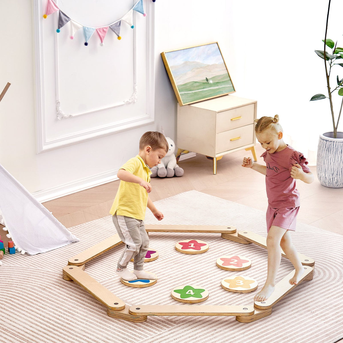 VEVOR Montessori laste tasakaalupind ja astumiskivid, 6 tk