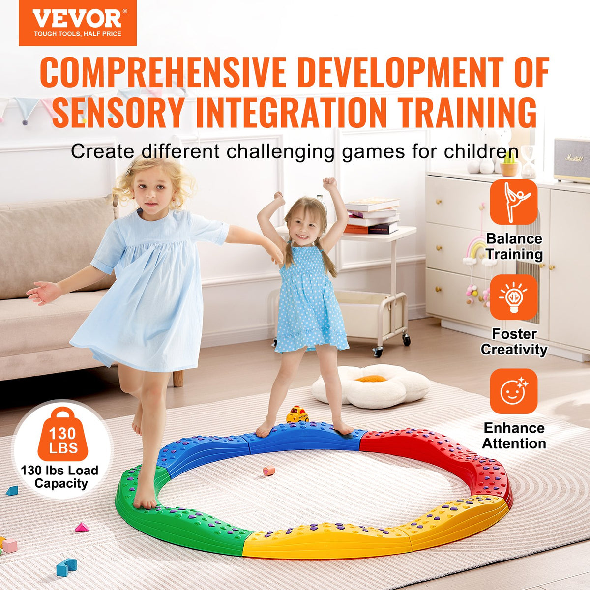 VEVOR children's balance board and stepping stones, 8 pieces