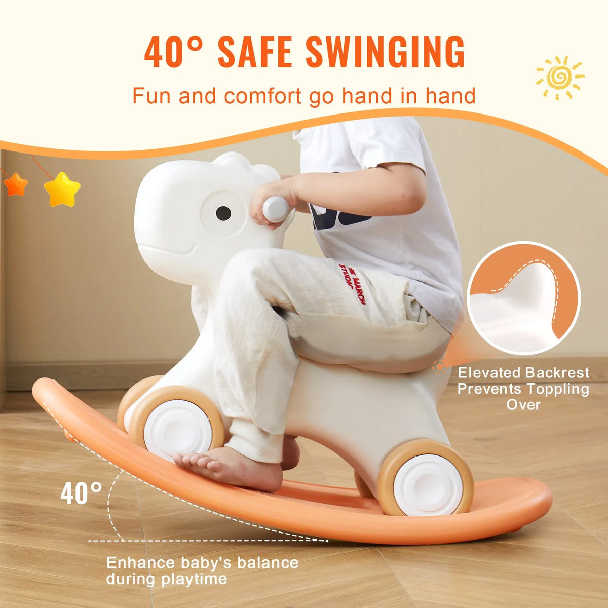 VEVOR 3 in 1 Rocking Horse for Children 1–3 Years with Balance Board and Wheels, up to 36 kg, Red