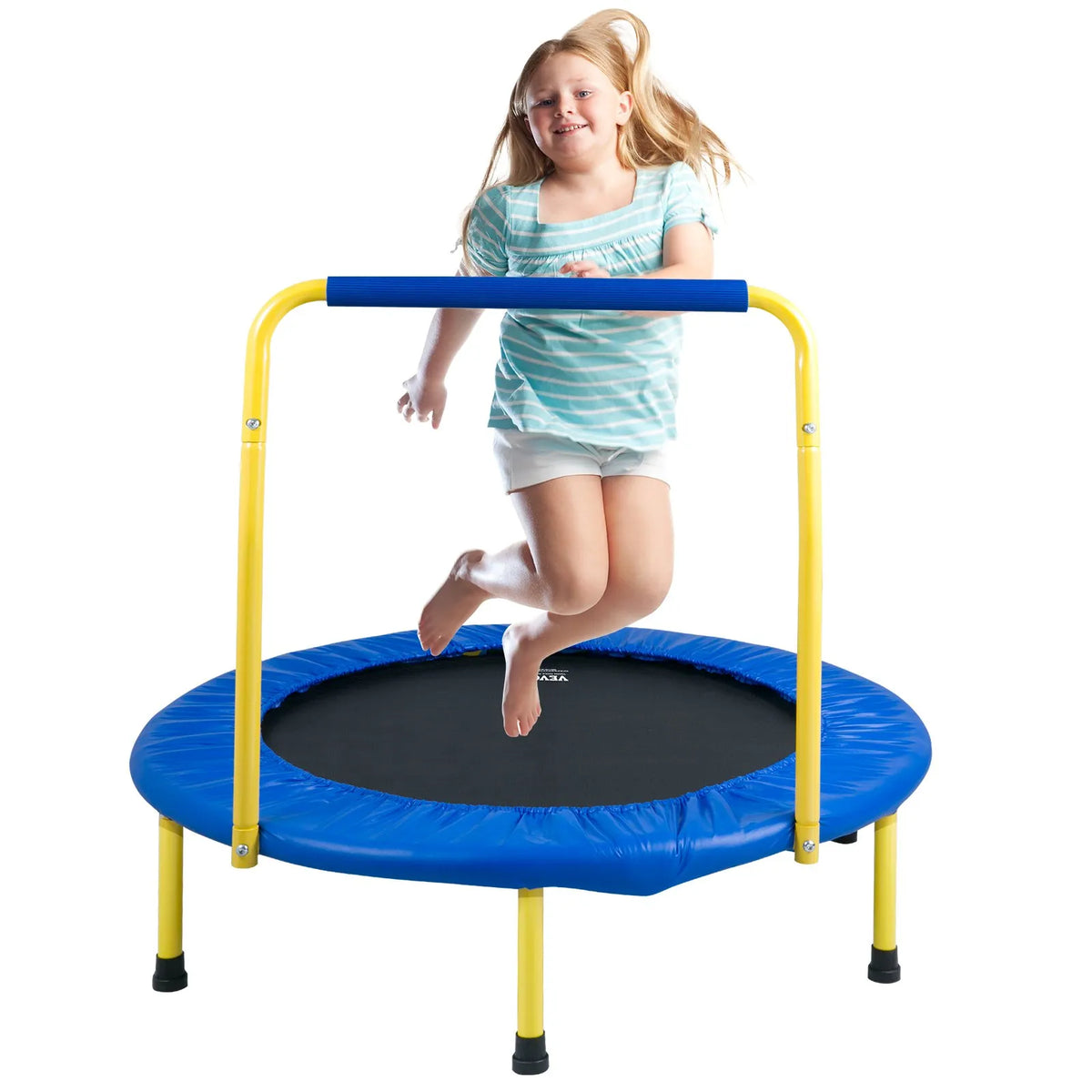 VEVOR Foldable Kids Trampoline with Foam Handle, 91.4 cm, Indoor and Outdoor