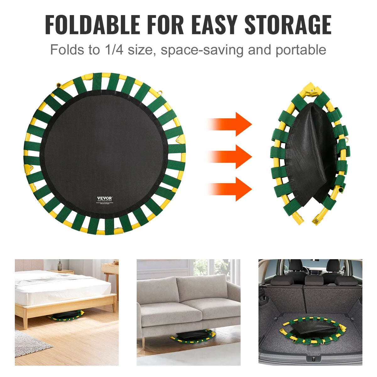 VEVOR Foldable Kids Trampoline with Foam Handle, 91.4 cm, Indoor and Outdoor