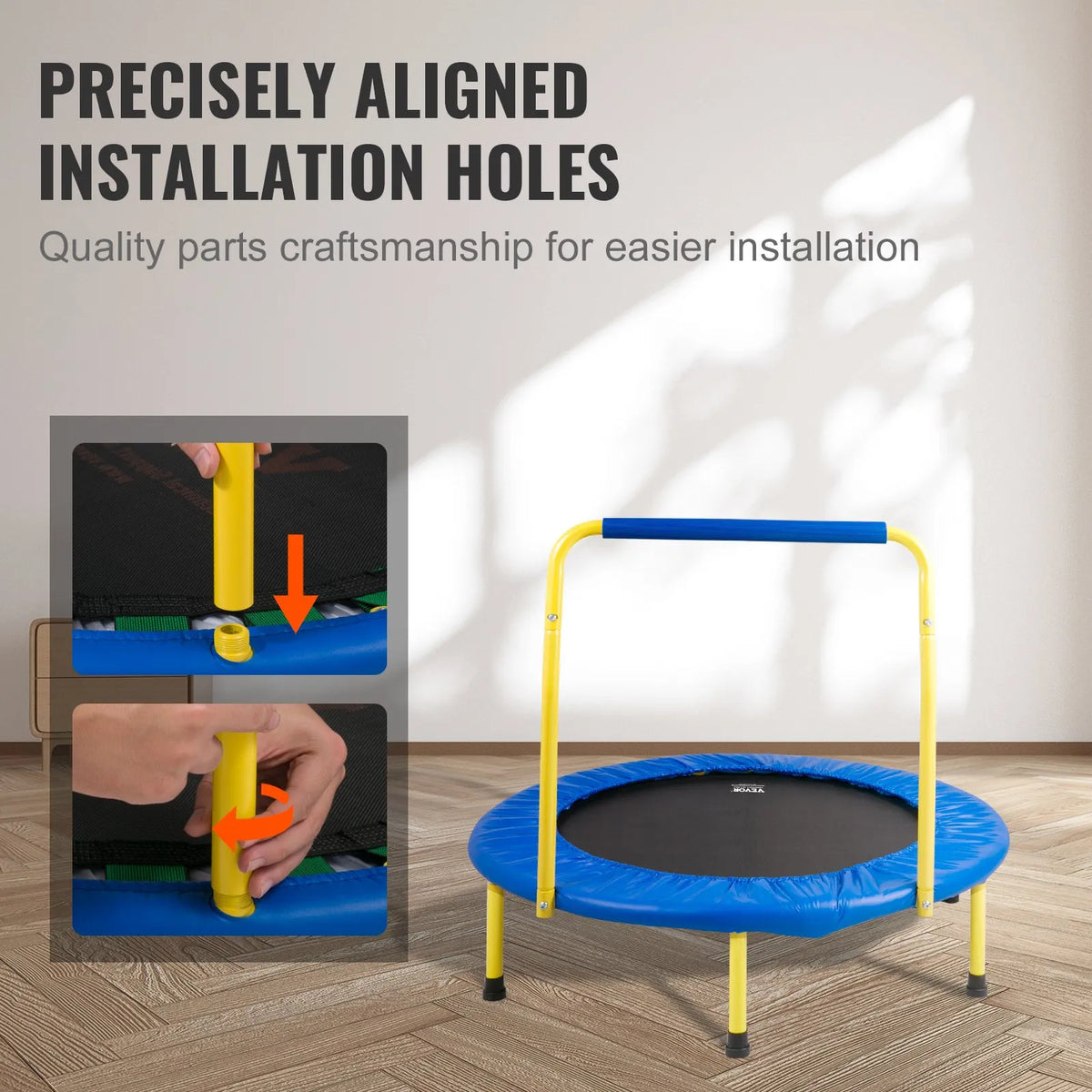 VEVOR Foldable Kids Trampoline with Foam Handle, 91.4 cm, Indoor and Outdoor