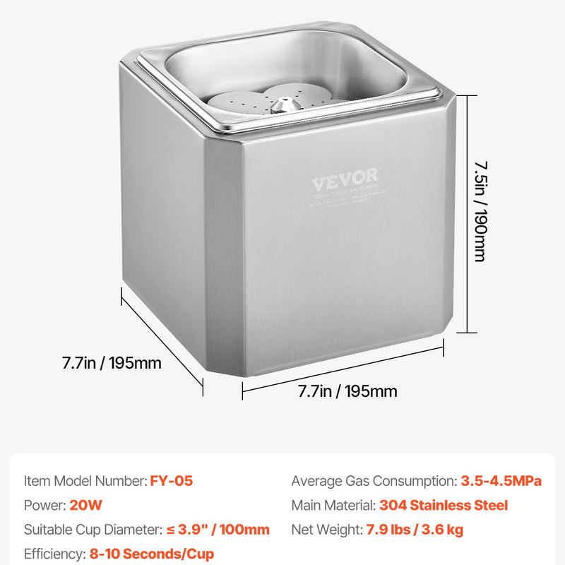 VEVOR komerciālais stikla saldētājs, CO2 alus glāžu dzesētājs, ātrās saldēšanas mašīna