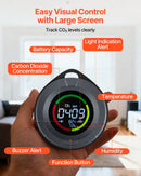 VEVOR oglekļa dioksīda (CO₂) monitors ar temperatūras un mitruma displeju, CO₂ kontrolieris ar 4,57 m NDIR sensora kabeli, pārnēsājams CO₂ sensors lietošanai ārā, mājās, birojā un automašīnā