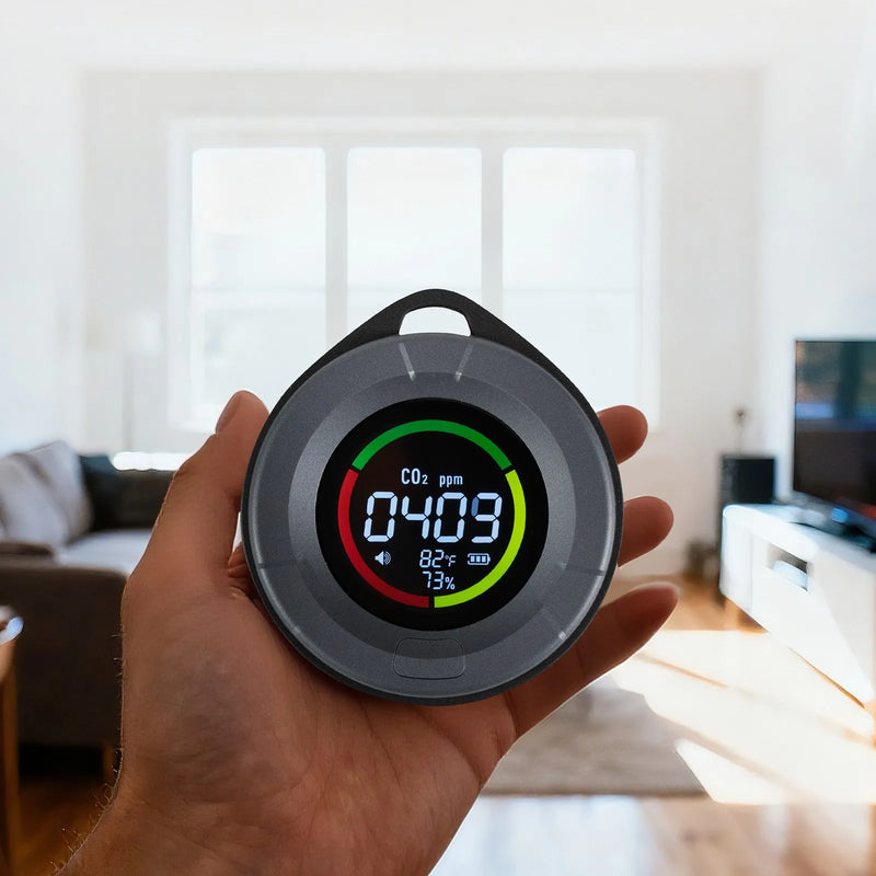 VEVOR oglekļa dioksīda (CO₂) monitors ar temperatūras un mitruma displeju, CO₂ kontrolieris ar 4,57 m NDIR sensora kabeli, pārnēsājams CO₂ sensors lietošanai ārā, mājās, birojā un automašīnā