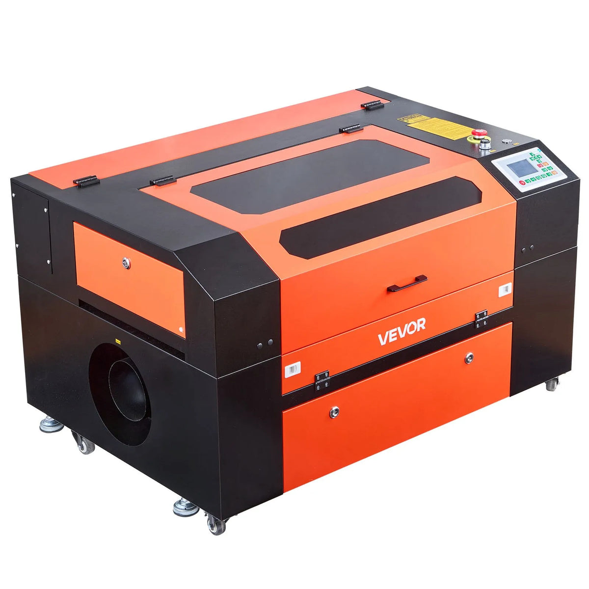 VEVOR 60 W CO₂ lāzera gravēšanas un griešanas iekārta 600 × 400 mm ar 4 virzienu gaisa padevi, LightBurn, CorelDRAW, RDWorks