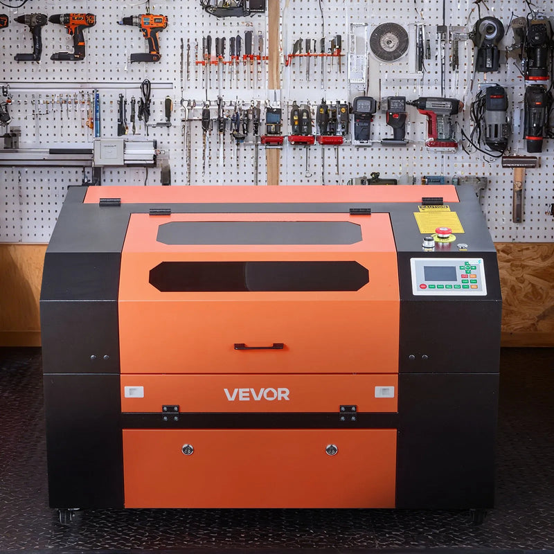 VEVOR 60 W CO₂ lāzera gravēšanas un griešanas iekārta, darba laukums 600 × 400 mm, ar 4 virzienu gaisa asistenci, savietojama ar LightBurn, CorelDRAW un RDWorks, piemērota kokam, akrilam un stiklam