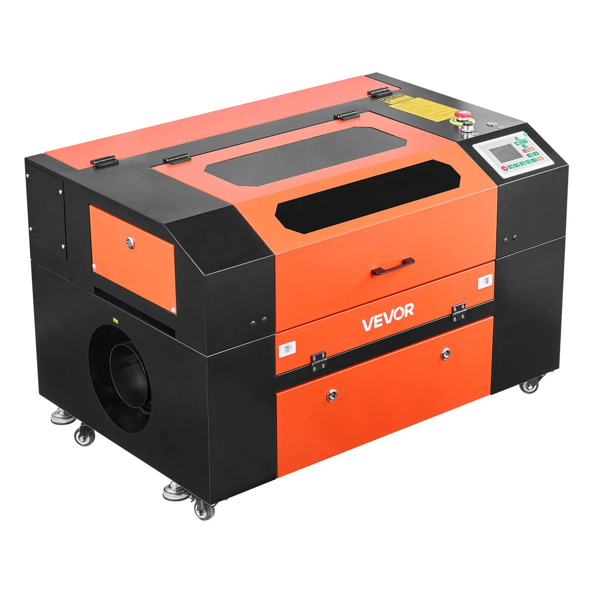 VEVOR 50 W CO₂ lāzera gravēšanas un griešanas iekārta 500 × 300 mm ar 4 virzienu gaisa padevi, LightBurn, CorelDRAW, RDWorks