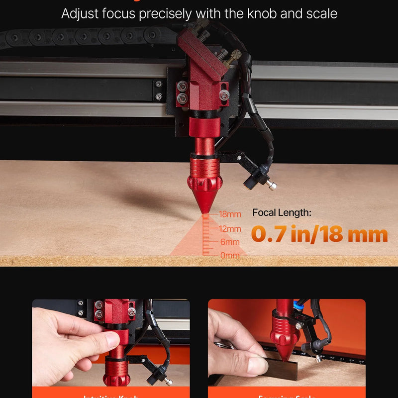 VEVOR 50 W CO₂ lāzera gravēšanas un griešanas iekārta, darba laukums 500 × 300 mm, ar 4 virzienu gaisa asistenci, savietojama ar LightBurn, CorelDRAW un RDWorks, piemērota kokam, akrilam un stiklam