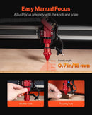 VEVOR 50 W CO₂ lāzera gravēšanas un griešanas iekārta, darba laukums 500 × 300 mm, ar 4 virzienu gaisa asistenci, savietojama ar LightBurn, CorelDRAW un RDWorks, piemērota kokam, akrilam un stiklam