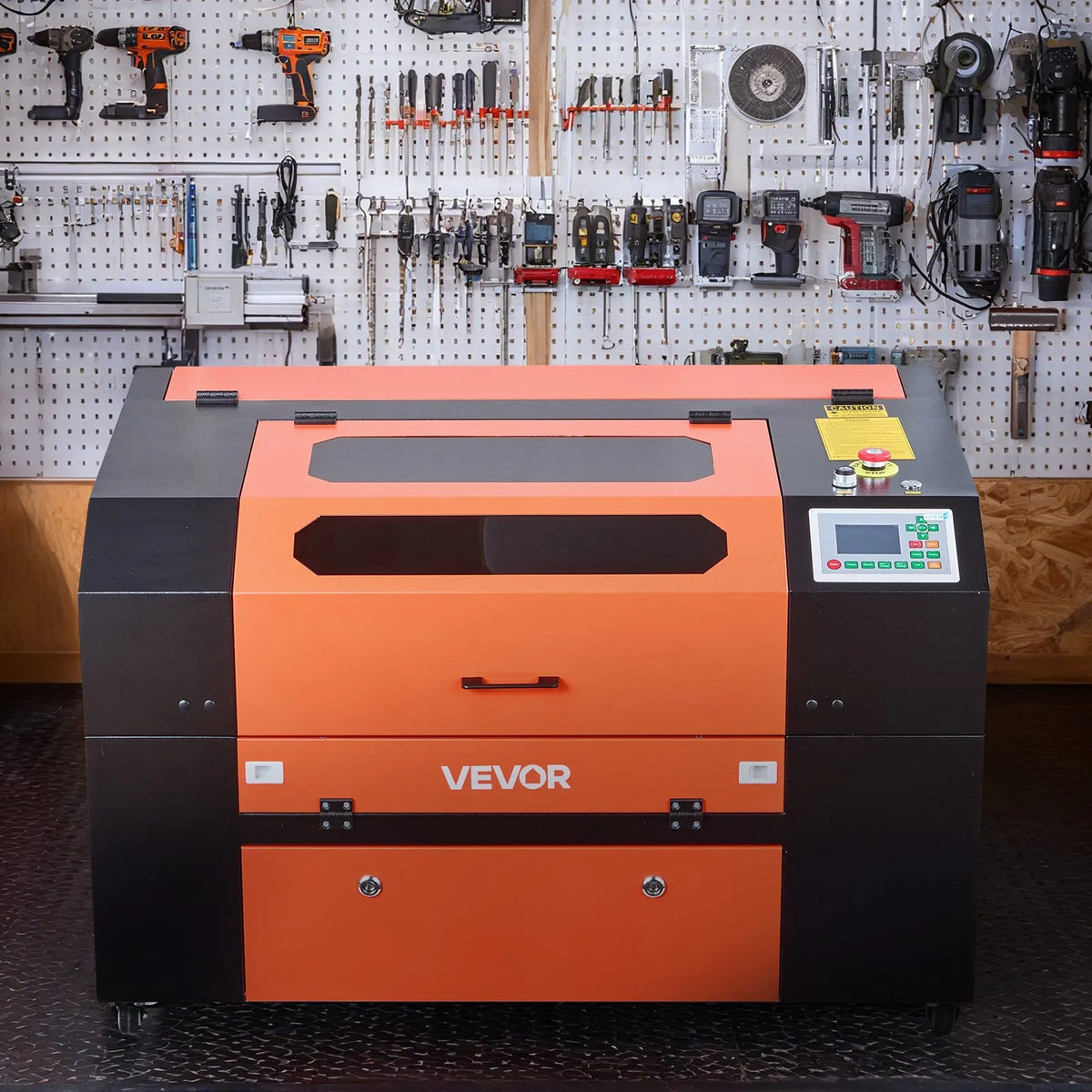 VEVOR 50 W CO₂ lāzera gravēšanas un griešanas iekārta 500 × 300 mm ar 4 virzienu gaisa padevi, LightBurn, CorelDRAW, RDWorks