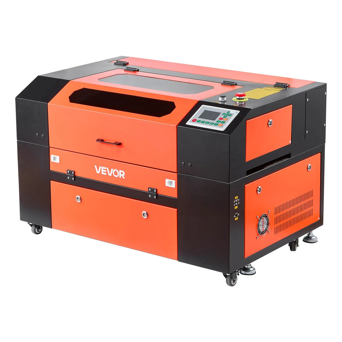 VEVOR 50 W CO₂ lāzera gravēšanas un griešanas iekārta 500 × 300 mm ar 4 virzienu gaisa padevi, LightBurn, CorelDRAW, RDWorks