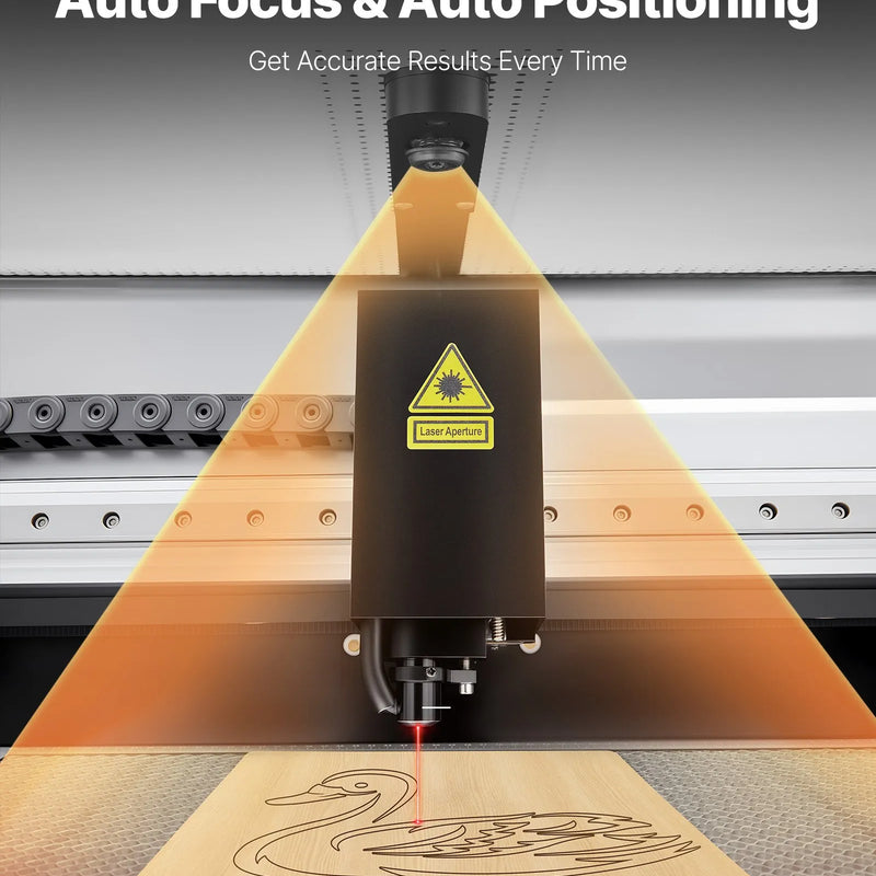 VEVOR 55 W CO₂ lāzera gravieris, 500 × 300 mm, galda tipa CO₂ lāzera gravēšanas un griešanas iekārta ar 16 MP kameru, ūdens sūkni un rotācijas asi, saderīga ar LightBurn, CorelDRAW un RDWorks, koksnei, akrilam un stiklam