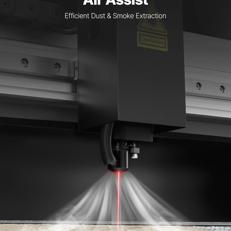 VEVOR 55 W CO₂ lāzera gravieris, 500 × 300 mm, galda tipa CO₂ lāzera gravēšanas un griešanas iekārta ar 16 MP kameru, ūdens sūkni un rotācijas asi, saderīga ar LightBurn, CorelDRAW un RDWorks, koksnei, akrilam un stiklam